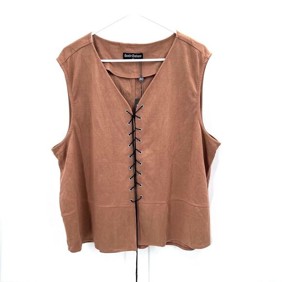 Scarlet Darkness Medieval Renaissance Brown Faux Suede Lace Up Vest - Picture 1 of 5